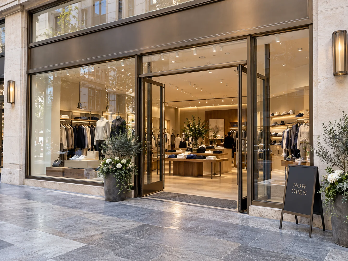Contemporary retail storefront with curated window displays and an inviting entrance